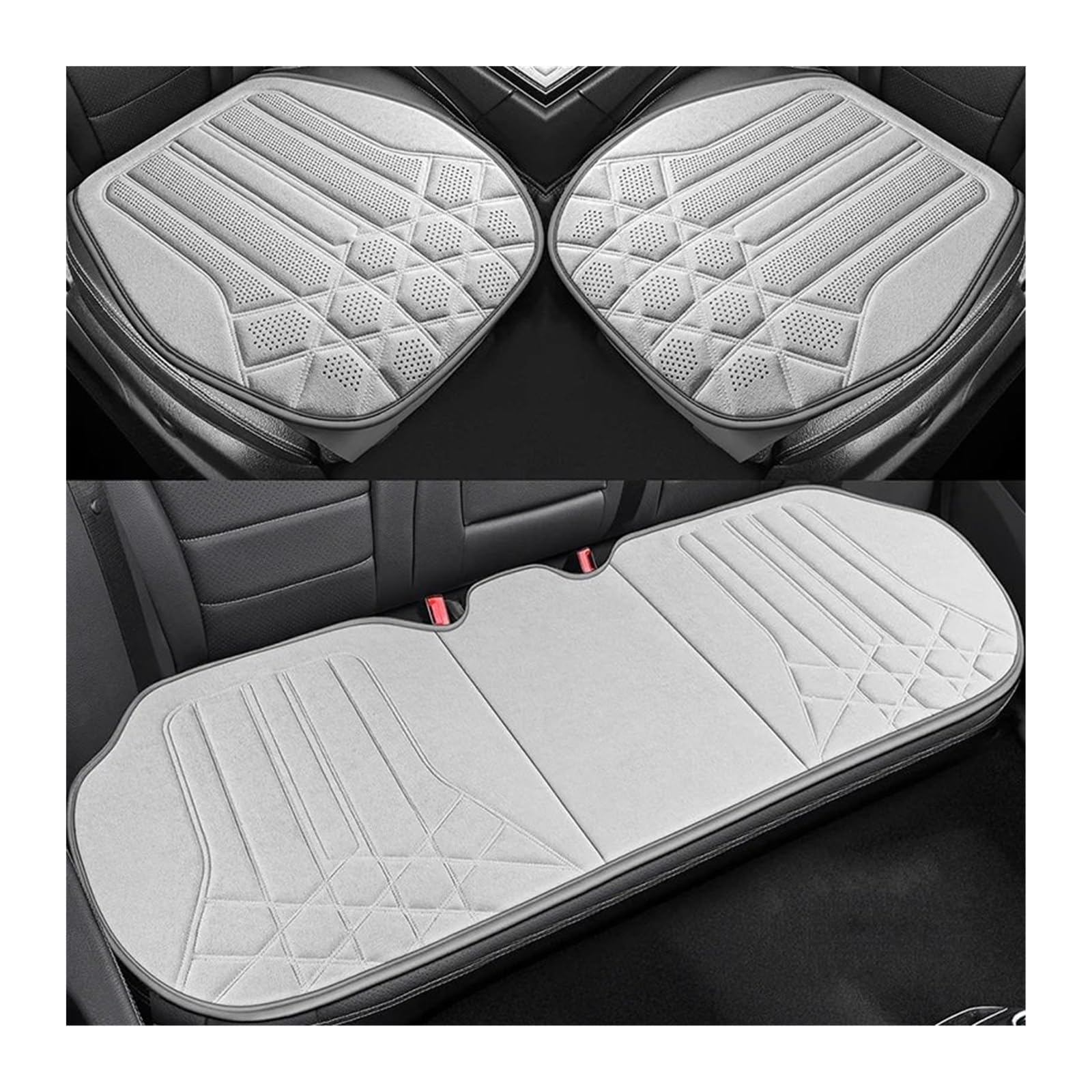 RVIFY Auto Sitzbezug Weiches Wildleder-Autositz-Rückenkissen für rutschfeste Sitzbezüge, geeignet für 5-Sitzer-Limousinen, SUV-Sitzmatten-Zubehör Auto Sitzauflagen(3pcs white-01) von RVIFY