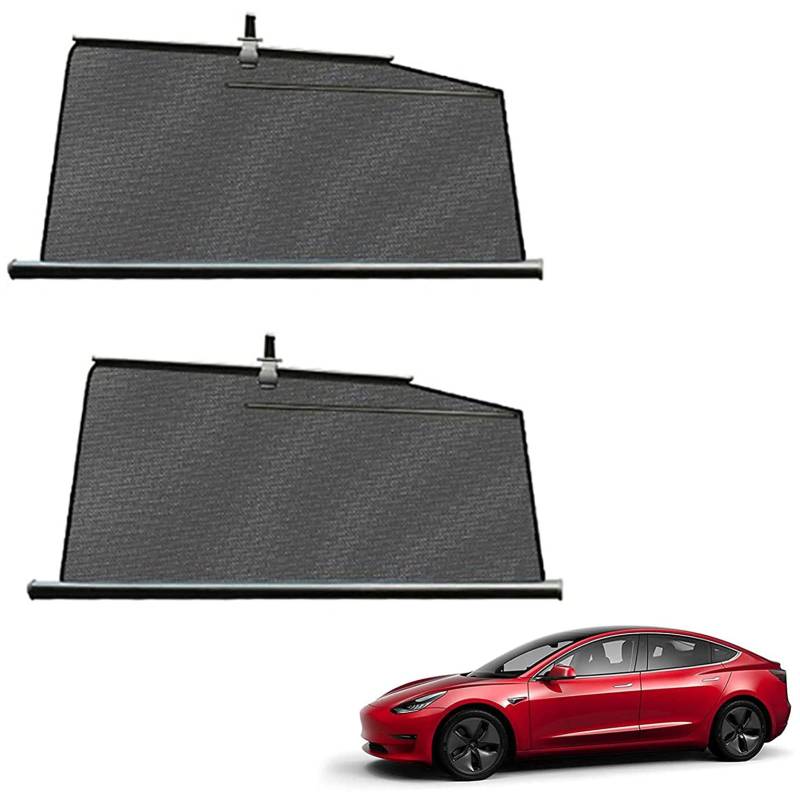 Ausziehbarer Auto Sonnenschutz, Autofenster Rollo FüR Seitenfenster, Sonnenschutz FüR Auto Seitenfenster, FüR UV Und Blendschutz, FüR Tesla Modell 3/S/X/Y,Rear Side Window,Model S von RVUEM