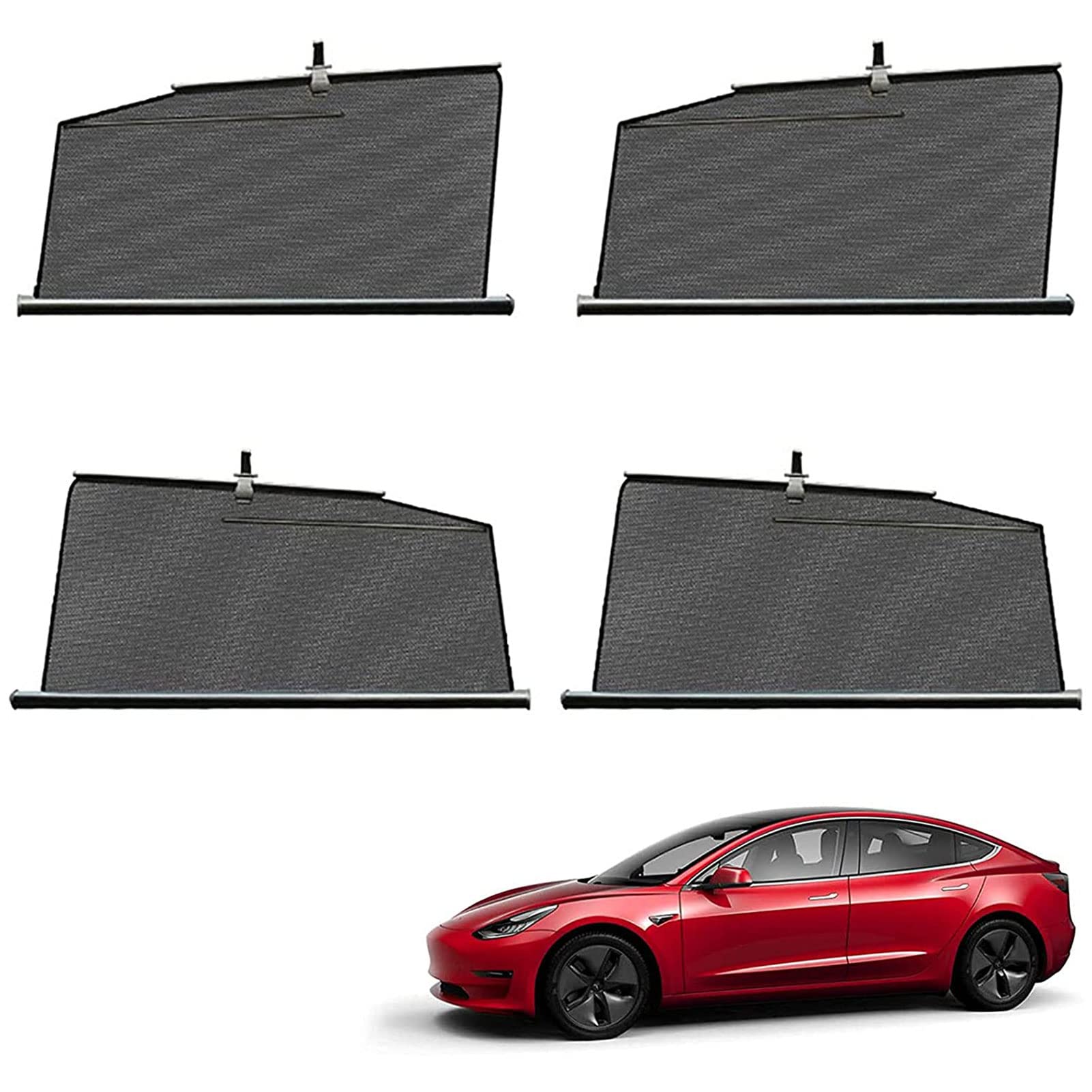 Ausziehbarer Auto Sonnenschutz, Autofenster Rollo FüR Seitenfenster, Sonnenschutz FüR Auto Seitenfenster, FüR UV Und Blendschutz, FüR Tesla Modell 3/S/X/Y,Side Window,Model 3 von RVUEM