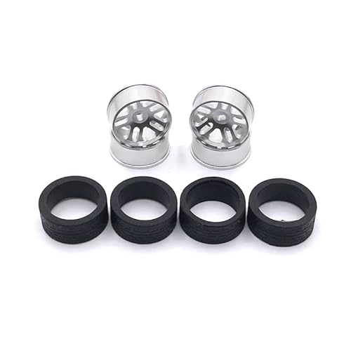 RWEQUTES Metall Verbesserte 24mm Racing Räder for WLtoys 1/28 284131 k969 k979 K989 k999 p929 p939 iw04m Mini-Q Mimi-Z RC Auto Teile(Silver) von RWEQUTES