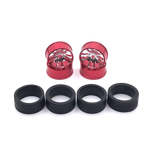 RWEQUTES Metall Verbesserte 24mm Racing Räder for WLtoys 1/28 284131 k969 k979 K989 k999 p929 p939 iw04m Mini-Q Mimi-Z RC Auto Teile(Rood) von RWEQUTES