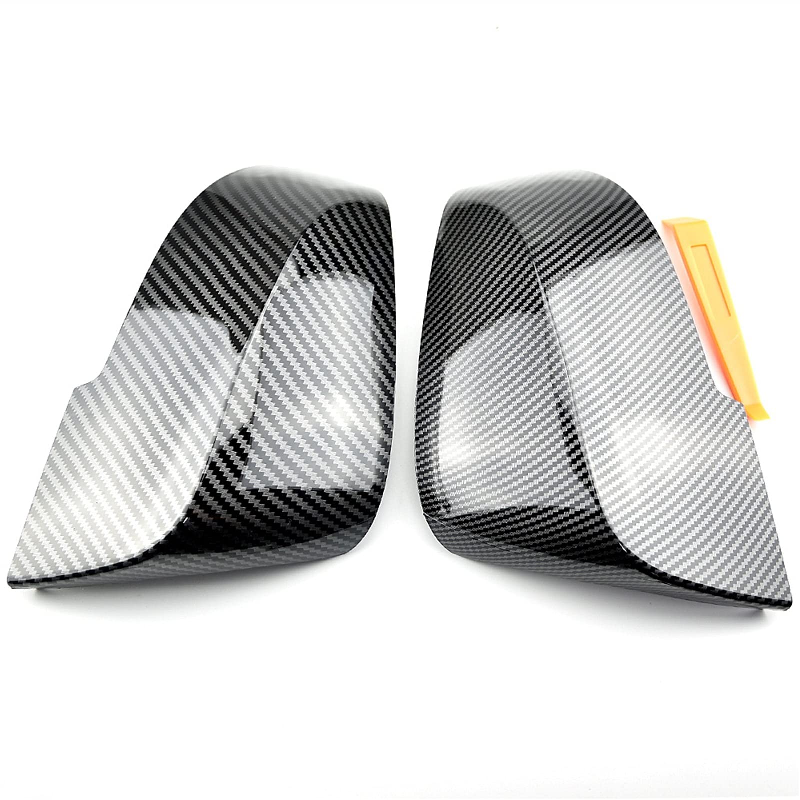 RWPKDT 1 Paar Rückspiegelabdeckungen, Seitenflügel-Rückspiegelgehäuse, glänzend schwarz, for BMW, F20 F21 F22 F30 F32 F36 X1 F87 M3 Autospiegelabdeckung(Carbon Fiber Pattern) von RWPKDT