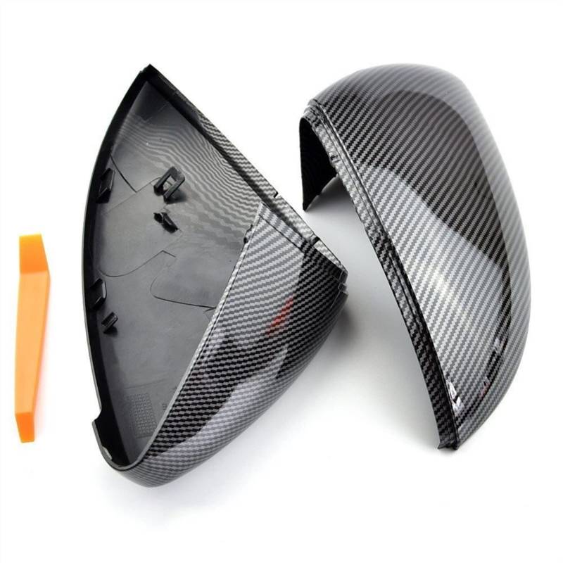RWPKDT Flügelseitenspiegelabdeckung Rückspiegelkappe, for VW, for Golf, 7 GTI MK7 2014-2020 Autozubehör Ersatz Autospiegelabdeckung(Carbon Look black) von RWPKDT