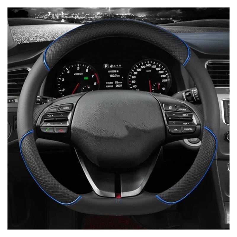 Lenkrad Abdeckung Für Hyundai Für Ioniq 2016 2017 2018 2019 2020 2021 2022 D Form PU Leder Auto Lenkrad Abdeckung Auto Lenkradbezug (Size : BLUE) von RWRAPS