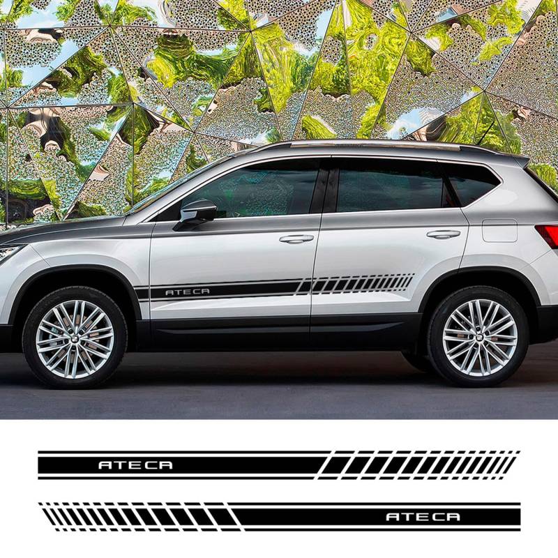 RWRAPS 2 Stück Auto-Aufkleber, Karosserie-Dekor, Grafik-Vinyl-Aufkleber, Tür-Seitenrock-Streifen, SportLine, passend für Seat Ateca Zubehör von RWRAPS