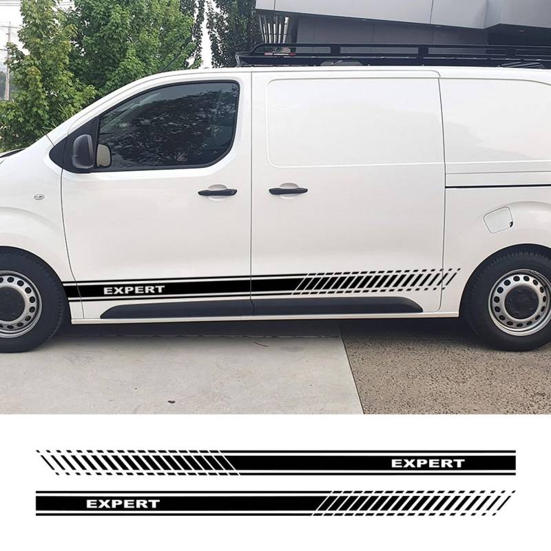 RWRAPS 2 Stück Autotür-Seitenaufkleber, Lange Streifen, Grafik-Vinylfilm-Aufkleber, passend für Peugeot Expert Traveller Autozubehör von RWRAPS