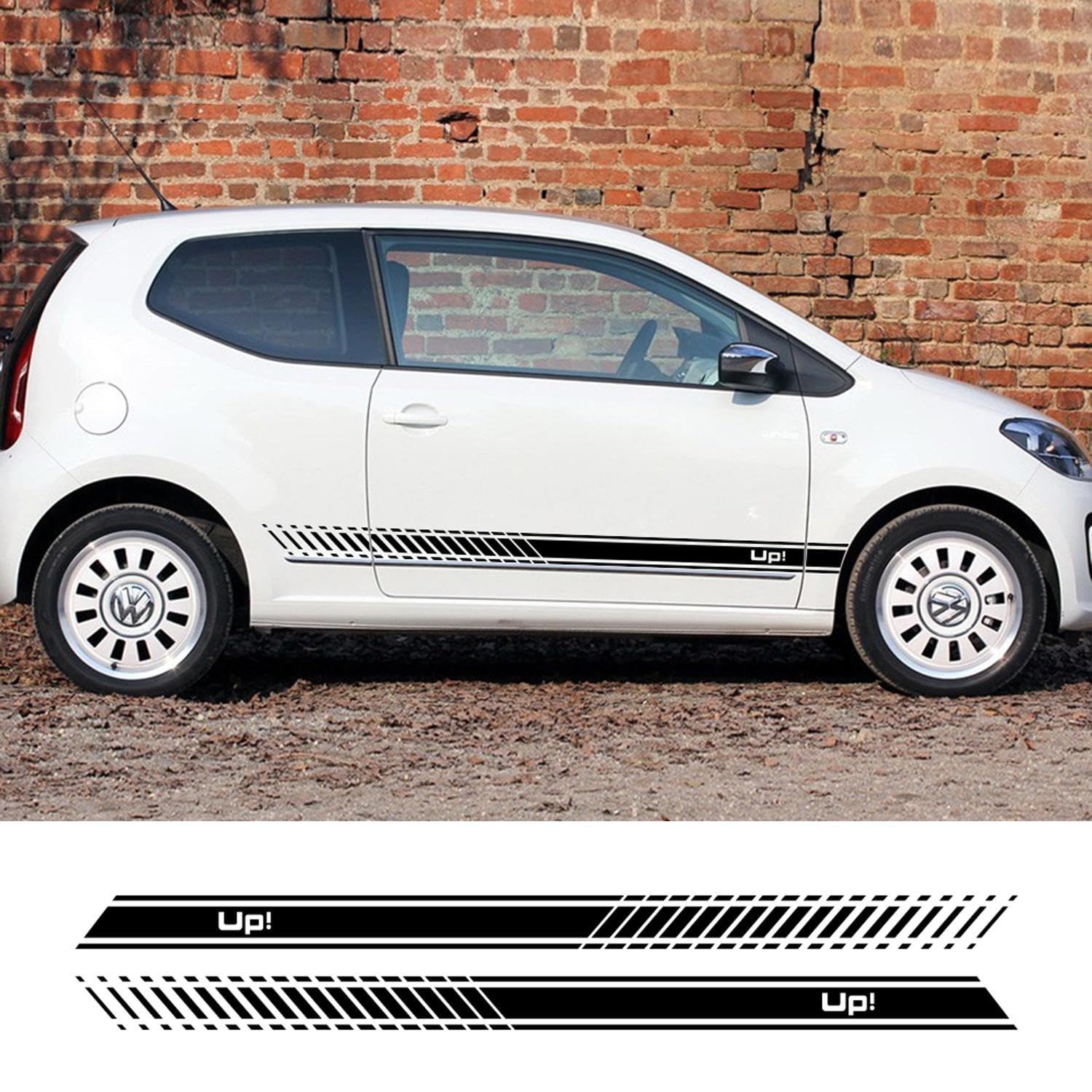 RWRAPS 2 Stück Vinyl-Autoaufkleber, stilvolle Sport-Automobile, Seitenstreifen, Rock-Aufkleber, DIY, passend für VW UP, Auto-Styling, Auto-Zubehör von RWRAPS