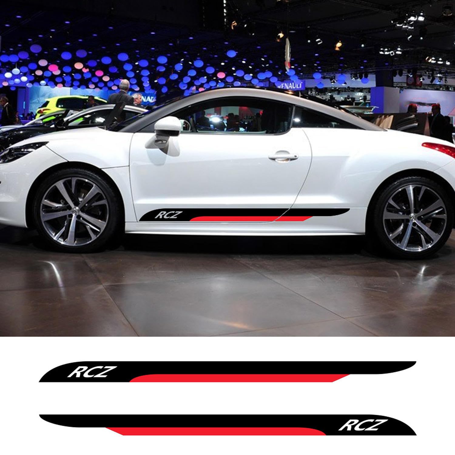 RWRAPS 2PCS Autotür-Seitenaufkleber Racing Sport Rock Streifen Styling Dekor Auto Vinyl Film Aufkleber, passend für Peugeot RCZ Zubehör von RWRAPS