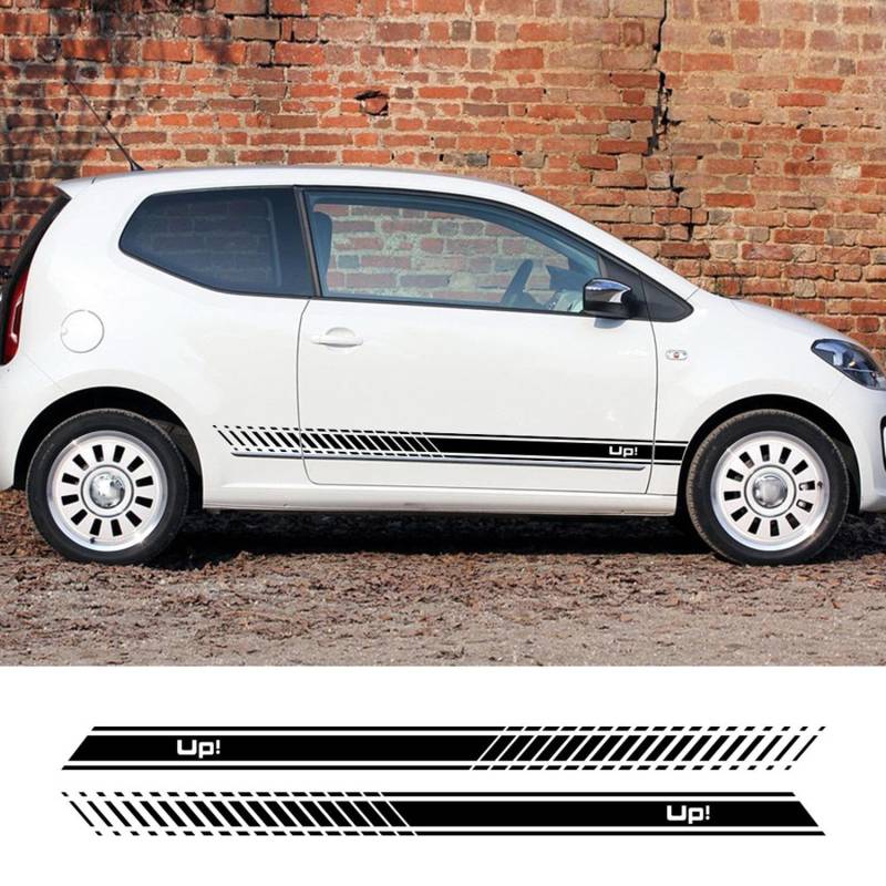 RWRAPS 2PCS Autotür-Seitenaufkleber Sportstreifen Styling Vinylfolienaufkleber, passend für VW UP Auto-Tuning-Zubehör von RWRAPS