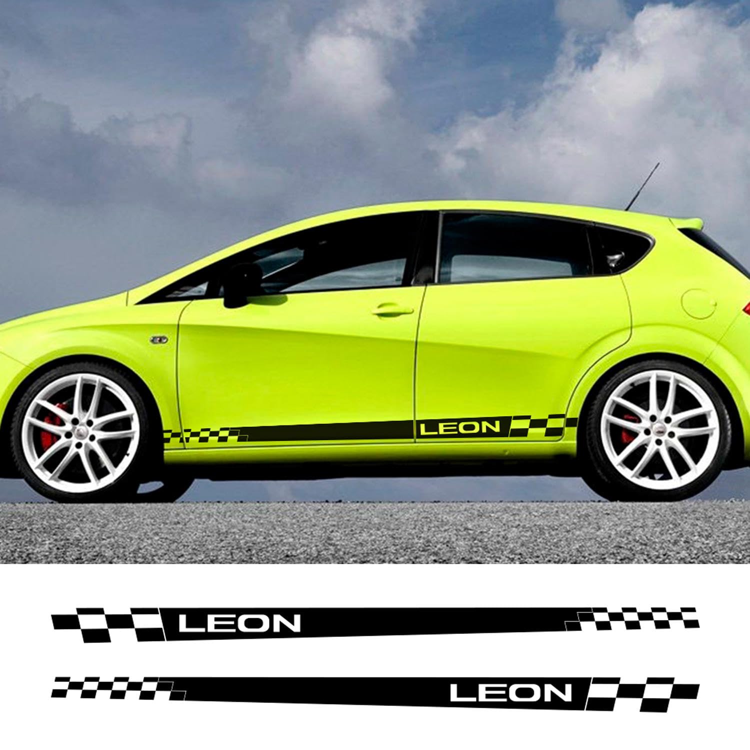 RWRAPS 2PCS Autotür-Seitenrock-Vinylaufkleber Racing Graphical Auto Body Decor Aufkleber, passend für Seat Leon MK3 MK2 Zubehör von RWRAPS