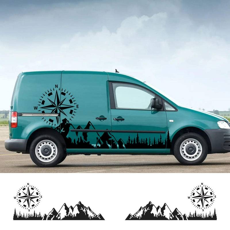 RWRAPS 4 Stück Auto-Aufkleber, Wohnmobil-Grafik, Vinyl-Aufkleber, passend für VW Caddy MK1 MK2 MK3 2 3 4 Maxi Kombi Zubehör von RWRAPS