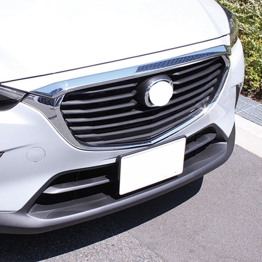 RWRAPS ABS Versilberung Auto Chrom Fronthaube Motorhaube Kühlergrill Lippenleisten Abdeckung Verkleidung für Mazda CX-3 CX3 2016-2019, 3M-Kleber, Silberne Fronthaubengrillabdeckung von RWRAPS