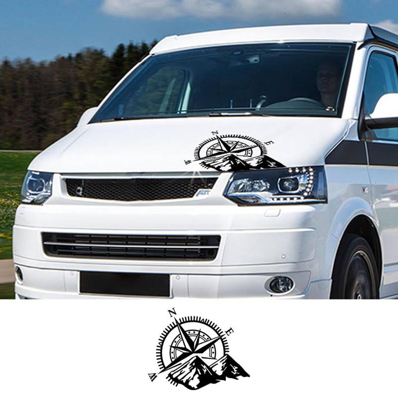 RWRAPS Autoaufkleber, Wohnmobil, Kompass, Grafik, Vinyl-Aufkleber, passend für VW Transporter T4 T5 T6 Multivan Caravelle Zubehör von RWRAPS