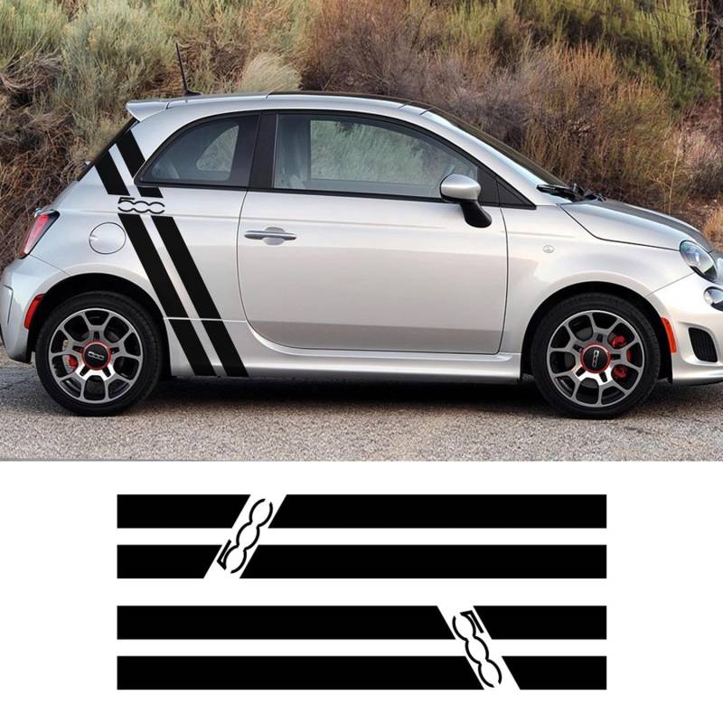 RWRAPS Karosserie-Tür-Dekoraufkleber, Seitenstreifen, grafische Aufkleber, passend für FIAT 500 595 Abarth-Zubehör von RWRAPS