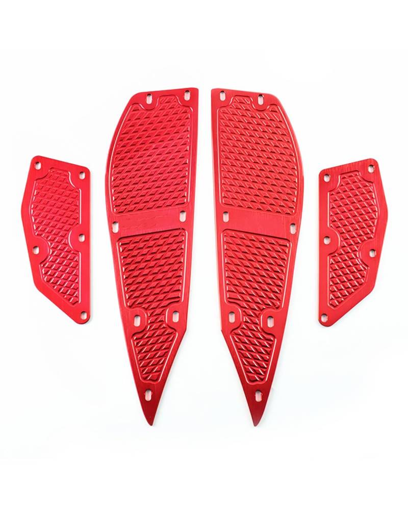 RWRAPS motorradpedale Für Xmax 250 300 Aluminiumlegierung Verdickte Fußpolster Motorrad Boden Fußstütze Beifahrer Breites Fußpedal Verschleißfeste Fußpolster(Red) von RWRAPS