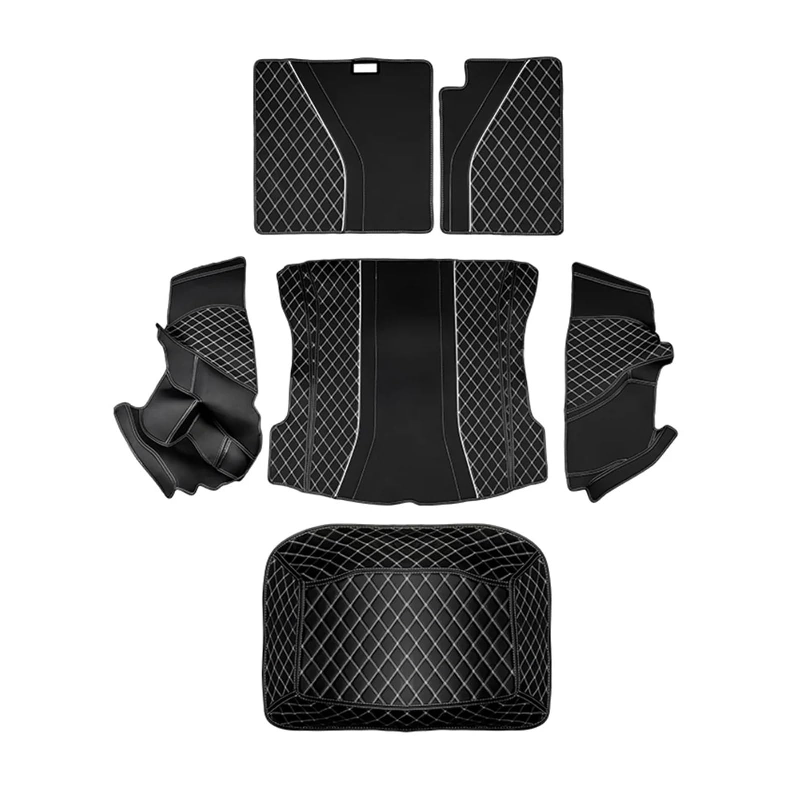 Auto Kofferraummatte Für Tesla Für Modell 3 2023 2022 2021 2020 Auto Cargo Mat Cargo Liners Leder Stamm Matten Zubehör Cargo Teppich(6PCS) von RWRPQEDEXM