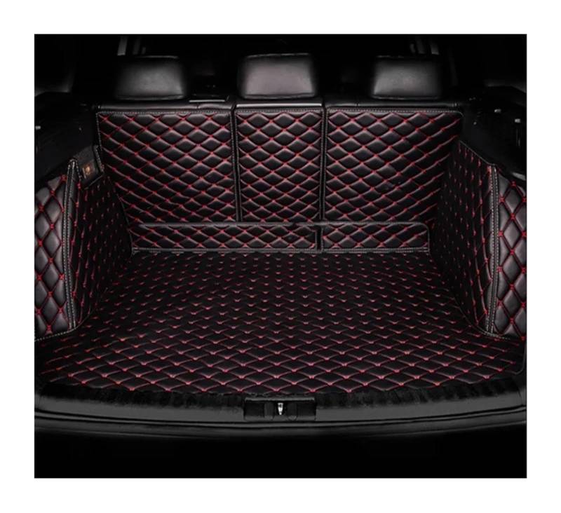 Auto Kofferraummatte Für Touareg 7L 5seat 2002 2003 2004 2005 2006 2007 2008 2009 Kofferraum Matte Vollständig Stamm Matte Hinten Fracht Tablett Zubehör Cargo Teppich(Black Red2) von RWRPQEDEXM