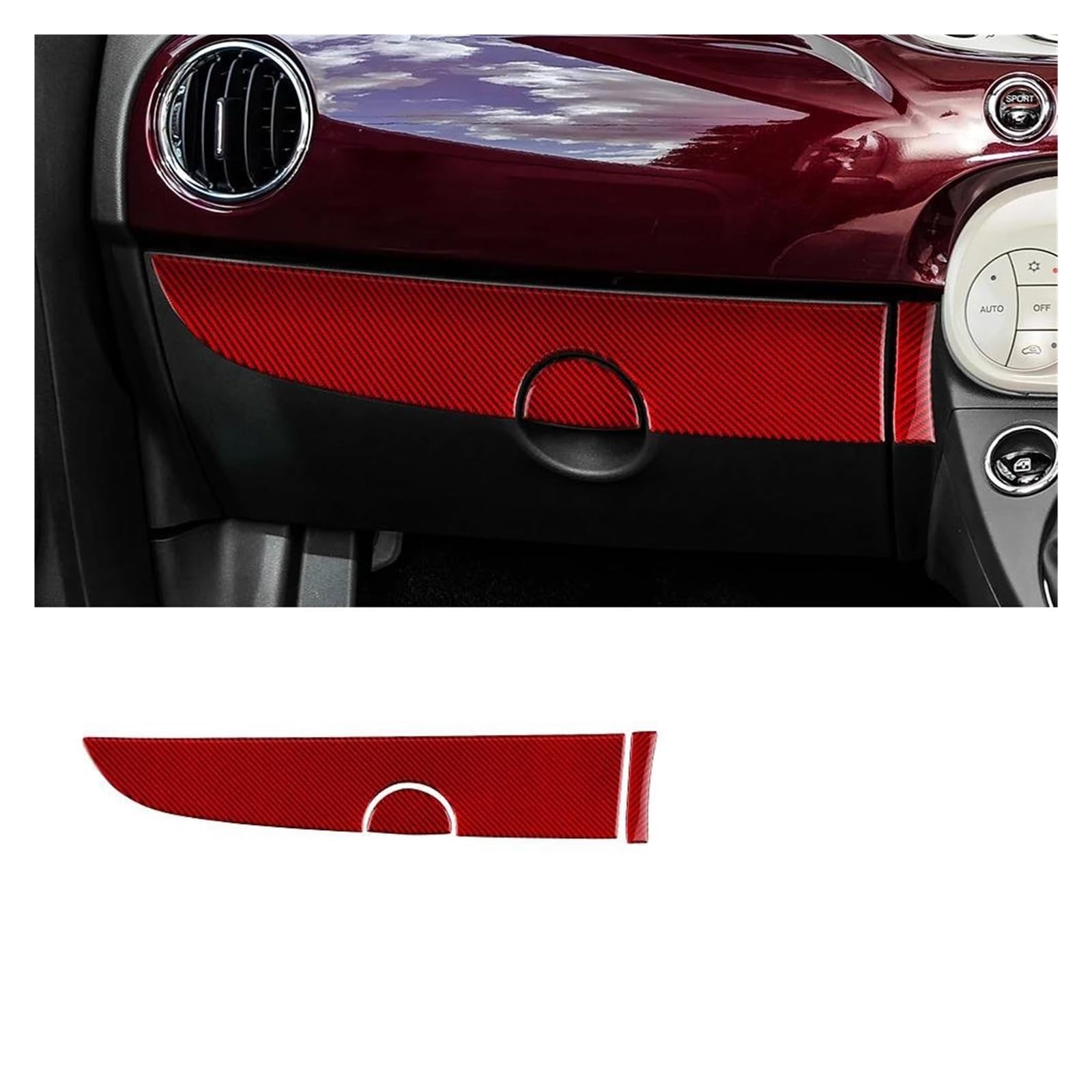 Getriebe Panel Trim Autoverkleidungsaufkleber Für Abarth 695 2017 2022 2023 2018 2019 2020 2021 Für Fiat 500 Für Abarth 595 2016 2022 2023 2017 2018 2019 2020 2021 Mittelkonsole Panel(RHD Co-pilot Red von RWRPQEDEXM