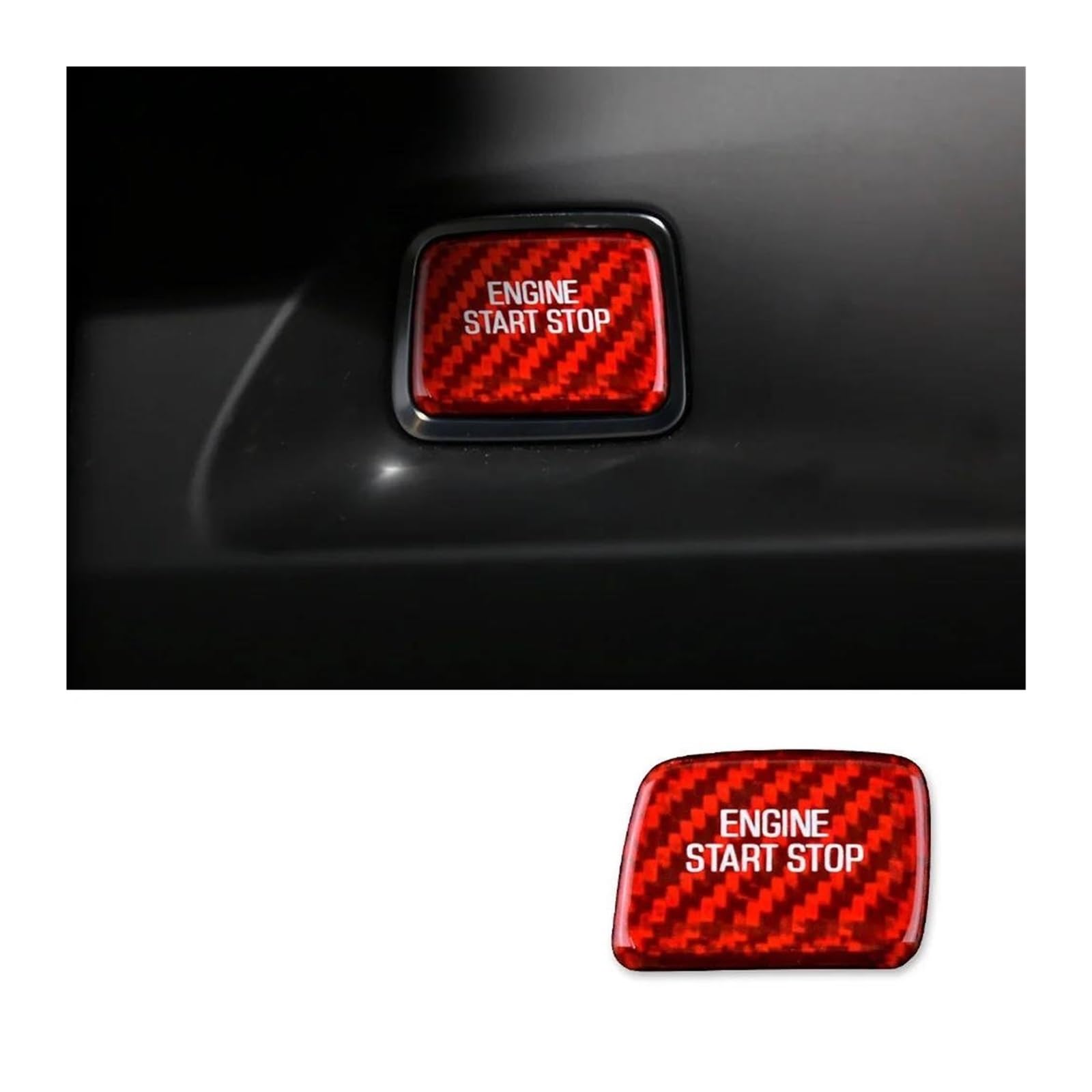 Getriebe Panel Trim Für Corvette Für Camaro 2016 2017 2018 2019 2021 2022 2023 Auto Motor Zündung Schalter Taste Aufkleber Harte Carbon Faser Mittelkonsole Panel(B Red) von RWRPQEDEXM