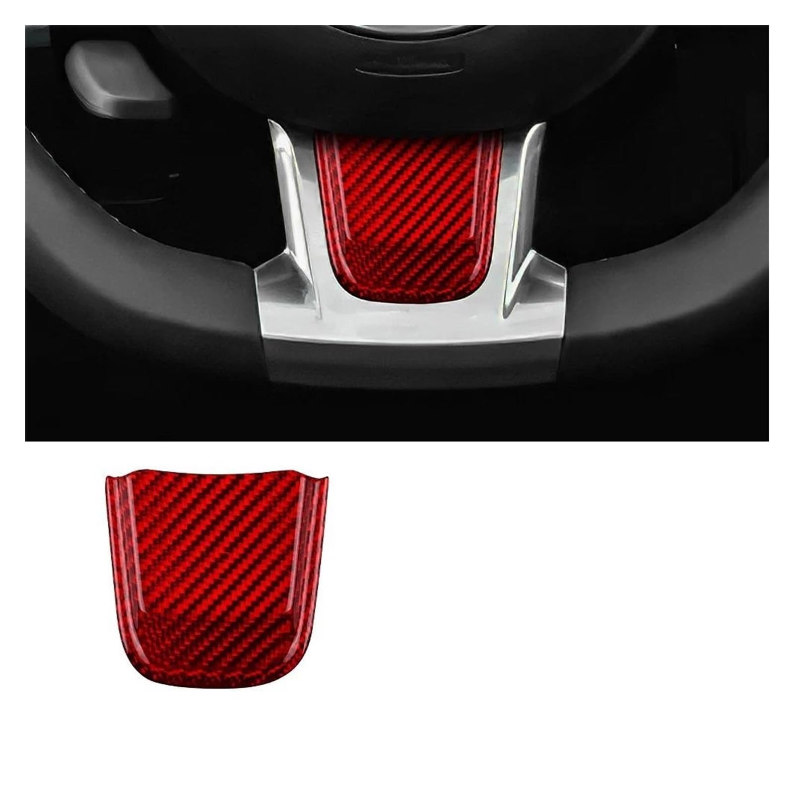 Getriebe Panel Trim Für FIAT 500 Für Abarth 595 695 2020 2021 2022 2023 Auto Lenkrad Unteren Rahmen Carbon Faser Aufkleber Trim Zubehör Mittelkonsole Panel(Bottom Red) von RWRPQEDEXM