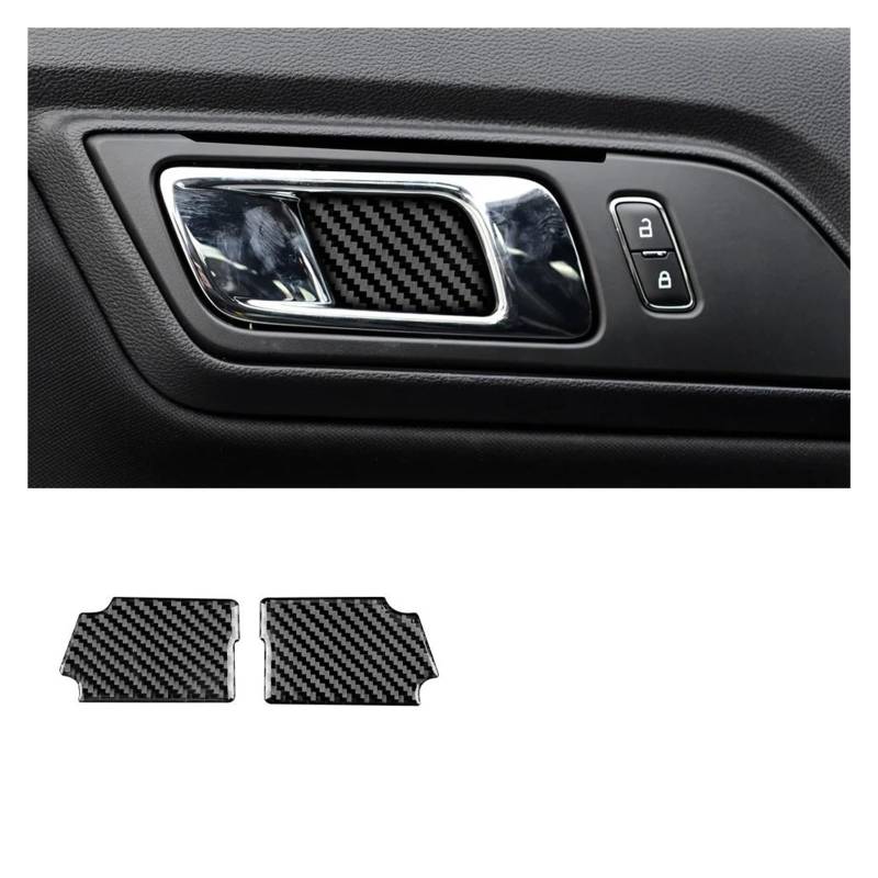 Getriebe Panel Trim Für Mustang 2015 2022 2023 2016 2017 2020 2021 2018 2019 Auto Türgriff Tür Aufkleber Weiche Carbon Faser Zubehör Mittelkonsole Panel(Inner 2 pcs) von RWRPQEDEXM