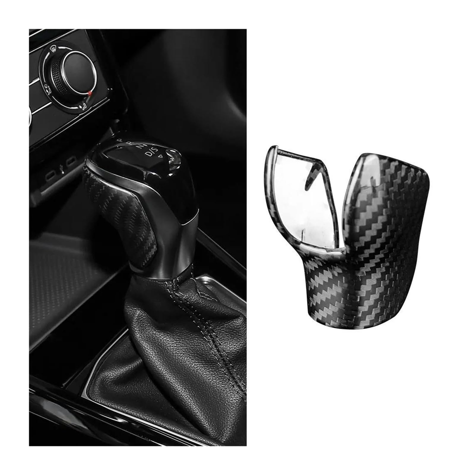 Getriebe Panel Trim Für Polo Für Passat Für Tayron Für Tharu Für Tacqua Auto Schaltknauf Aufkleber Innenausstattung Harte Carbon Faser Zubehör Mittelkonsole Panel(Black) von RWRPQEDEXM