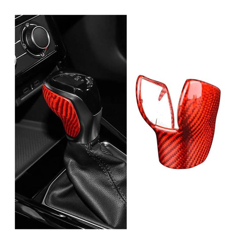 Getriebe Panel Trim Für Polo Für Passat Für Tayron Für Tharu Für Tacqua Auto Schaltknauf Aufkleber Innenausstattung Harte Carbon Faser Zubehör Mittelkonsole Panel(Red) von RWRPQEDEXM