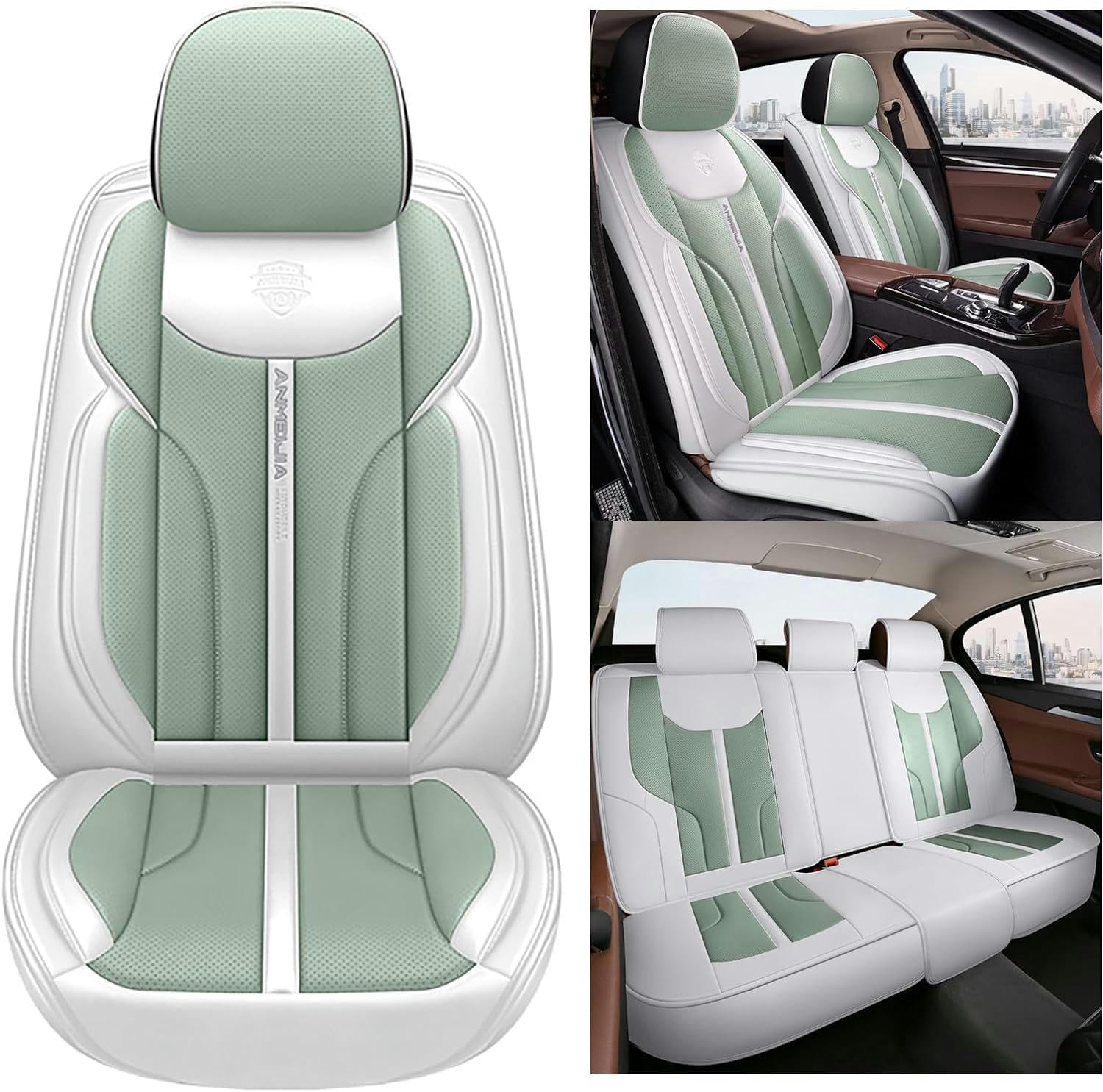 RWTECH Sitzbezüge Auto Autositzbezüge Universal Set für Seat Arona FR Altea Altea FR Ateca Ateca FR Marbella Ibiza MK2 Auto Zubehör,Hellgrün von RWTECH