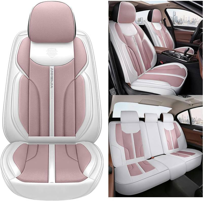 RWTECH Sitzbezüge Auto Autositzbezüge Universal Set für Toyota Supra Alphard Vellfire 86 HIACE iQ Spade Verso-S Auris Matrix FCV-R Auto Zubehör,Hell-Pink von RWTECH