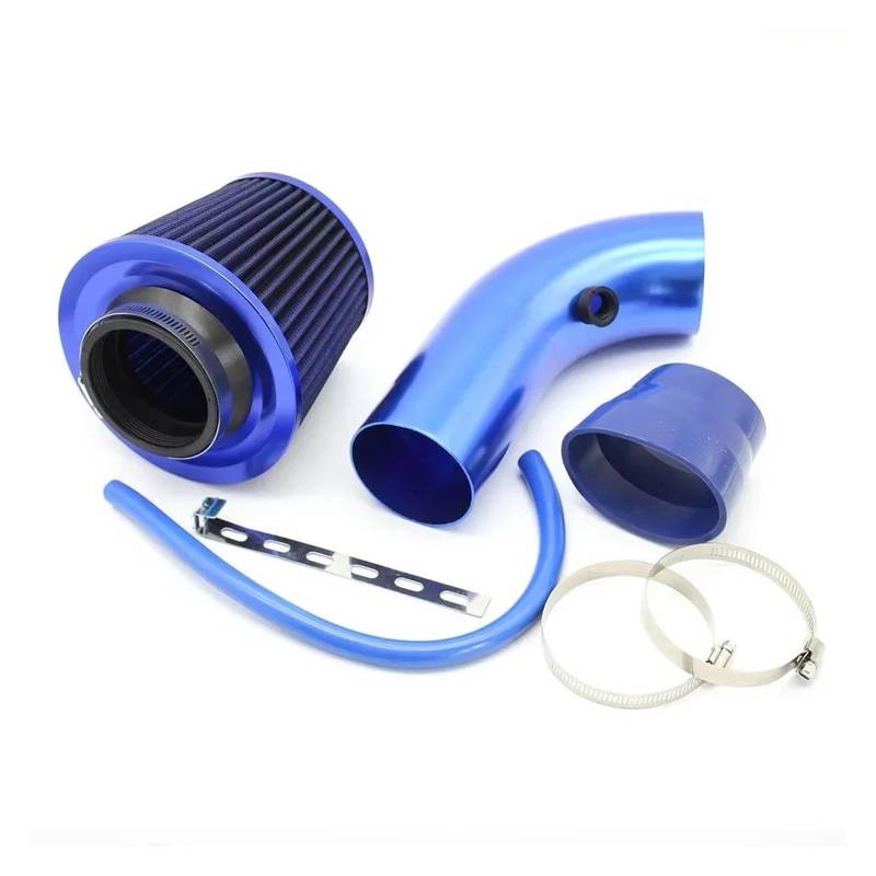 Ansaugrohr Universeller 76mm 3Zoll-Luftfilter Mit Hohem Durchfluss Ansaugrohrfilter Automodifikation Pilzkopf Hochkaltluftfilter Aluminiumrohr-Kit Auto Lufteinlass(Blau) von RXRJSU