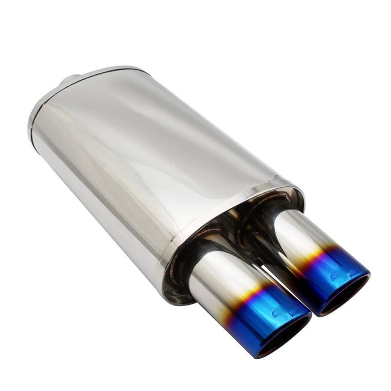 Auto Auspuff Endrohr Autozubehör Auspuffanlagen Schalldämpferrohr M Trommel Universal Edelstahl Burned Blue Silver Schalldämpfer Doppelter Export 63MM 76MM Auto Auspuffblende(Straight b 63mm) von RXRJSU