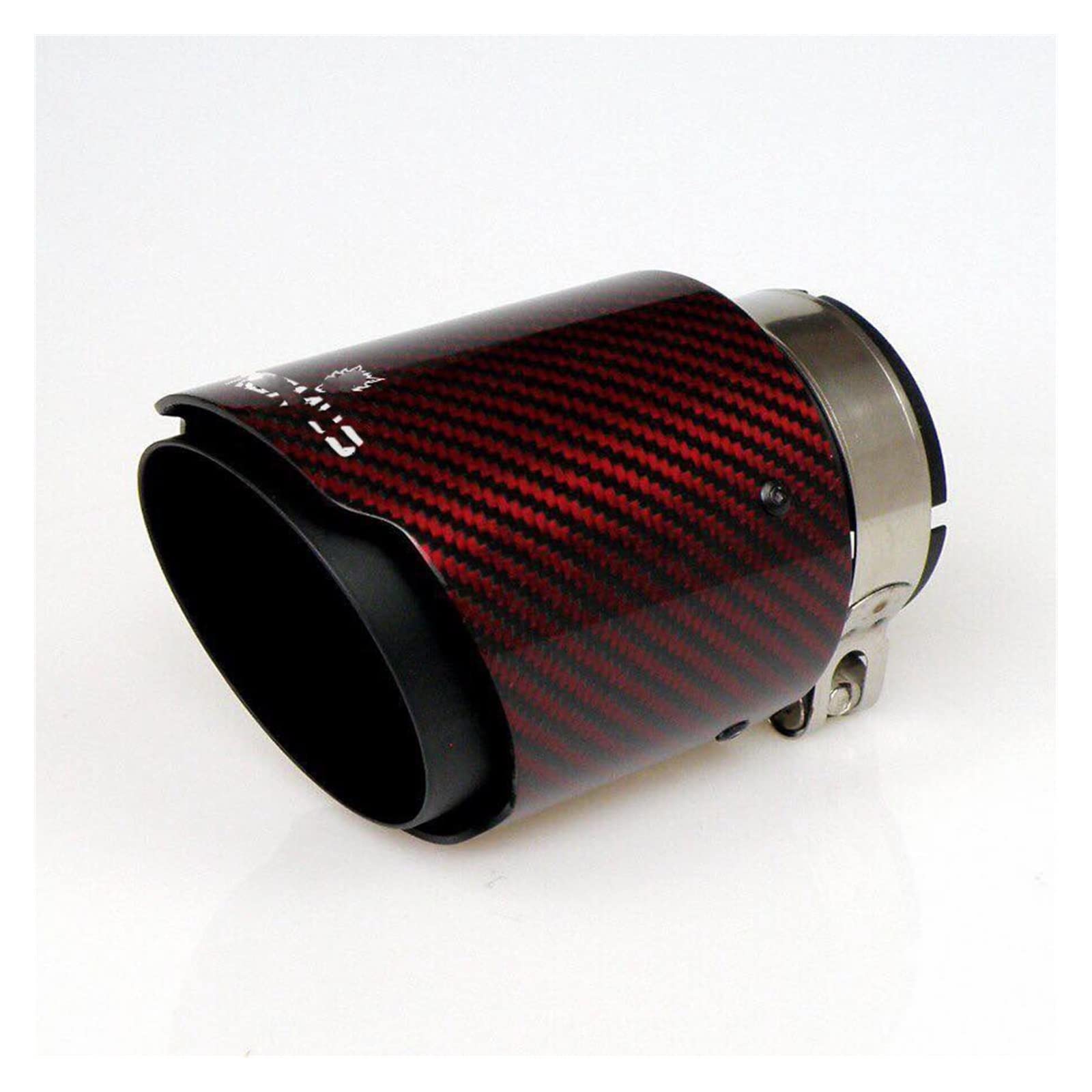 Auto Auspuff Endrohr Glossy Red Carbon Fiber Edelstahl Universal Automobil Auspuffrohr Schalldämpfer Rohr Kohlefaser Auspuffspitzen Zubehör Auto Auspuffblende(54 IN- 76MM Out) von RXRJSU