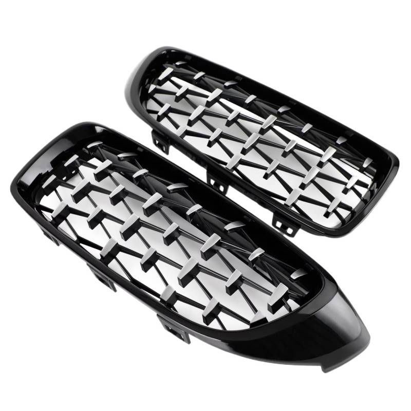 Auto Frontgrill 1 Paar Diamond Front Upper Grill Grille Frontgitter Für 4er F32 F33 F36 F82 2014 2015 2016 2017 2018 Autozubehör Front Kühlergrille(Black and Chrome) von RXRJSU