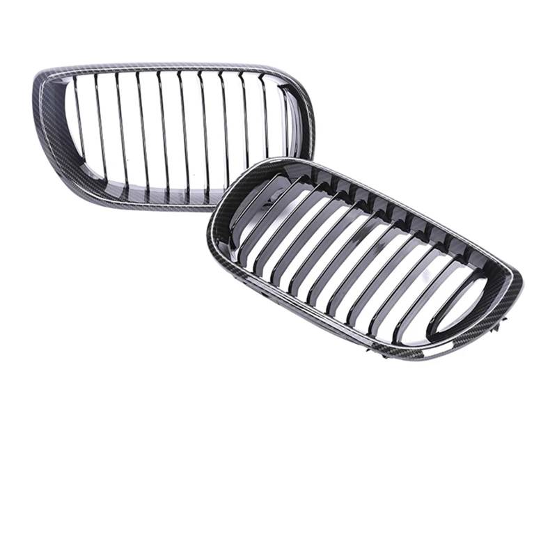 Auto Frontgrill 2/4 Türen Grill Für 3er E46 2002 2003 2004 2005 Frontstoßstange Niere Armaturenbrett Air Center Racing Schwarz Chrom Grill Haube Teile Front Kühlergrille(4-Single Carbo 02-05) von RXRJSU