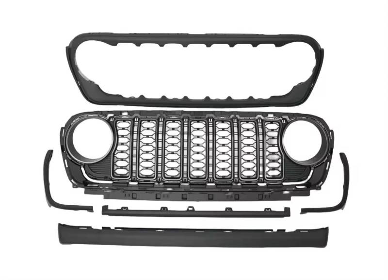 Auto Frontgrill 2024 Kühlergrill Ohne Kameraloch ABS Für Jeep Für Wrangler JL 2018++ Für Gladiator JT JL1300 Für LantSun Front Kühlergrille von RXRJSU