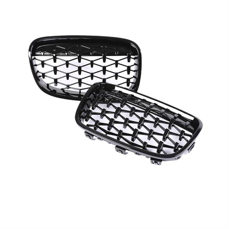 Auto Frontgrill Auto-Frontnierengrill Für 1er F20 F21 2011 2012 2013 2014 116i 118i 120i, Glänzend Schwarz, Renngrill, Doppellamellen, Zubehör Front Kühlergrille(Diamond Chrome Black) von RXRJSU