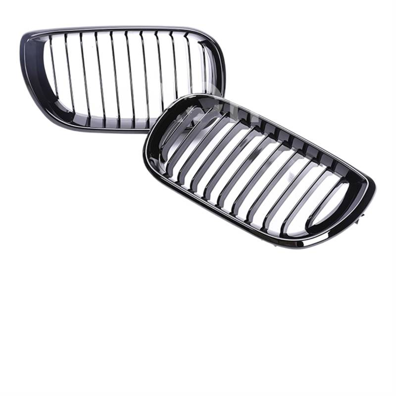 Auto Frontgrill Auto-Frontstoßstange, Nieren-Racing-Grill, Glänzend Schwarz, Haubengrill, Doppellamellen, Für 3er-Serie E46 Facelift 2004 2005 2006 2007 2/4-Türer Front Kühlergrille(2-single black 04- von RXRJSU