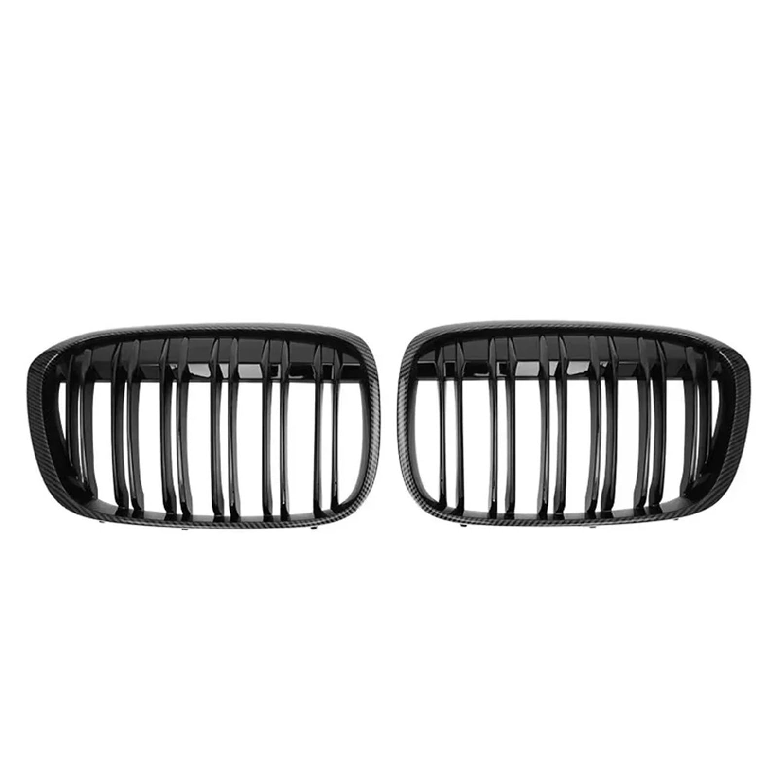 Auto Frontgrill Carbon Double Line Style Front Racing Grills Für X1 F48 F49 2016 2017 2018 2019 Chrome Diamonds Style Upper Grills Zubehör Front Kühlergrille(Double-Carbon Look) von RXRJSU