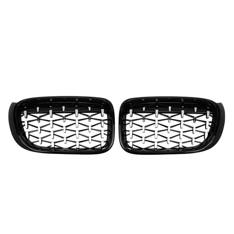 Auto Frontgrill Chrom-Diamanten-Stil Frontstoßstangengitter Für X3 F25 X4 F26 2014 2015 2016 2017 2018 Carbonfaser-Look Doppellinien-Renngrill Front Kühlergrille(Diamond-Chrome Black) von RXRJSU