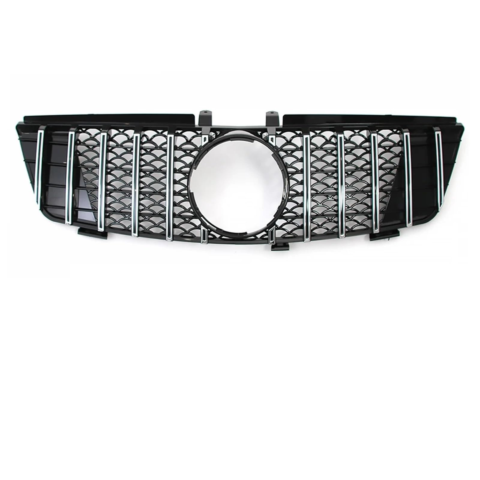 Auto Frontgrill Chrom Silber Für AMG Style Front Racing Grille Frontstoßstangengrill Für Benz ML-Klasse W164 2005 2006 2007 2008 ML320 ML350 ML500 Front Kühlergrille(GT-Chrome Silver) von RXRJSU