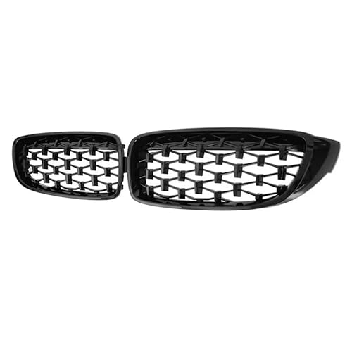 Auto Frontgrill Diamonds Style Frontstoßstangen-Renngrill Für 4er F32 F33 F36 M3 F80 M4 F82 2012–2019, Zubehör Mit Zwei Lamellen In Glänzendem Schwarz Front Kühlergrille(Diamond-All Black) von RXRJSU