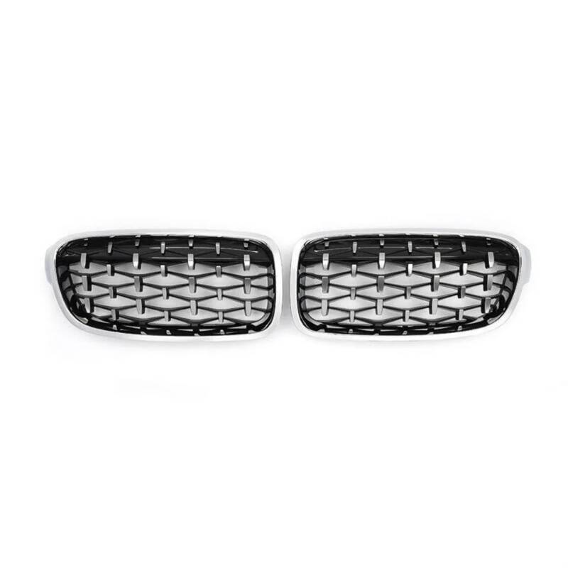 Auto Frontgrill Doppellamellen-Nierengrill Im Diamant-Stil, Stoßstangengrill Für 3er F30/F31/F35 F30 320i 328i 335i 2012 2013 2014 2015 2016 2017 2018 2019 Front Kühlergrille(Diamond-Chrome Silve) von RXRJSU