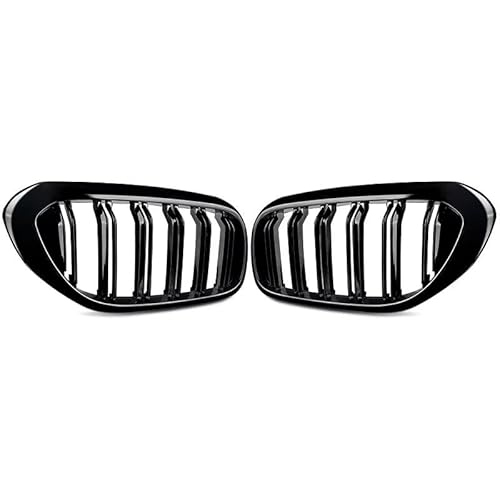 Auto Frontgrill Für 5 Series G30 G31 520i 530i 540i M5 2017 2018 2019 2020, Paar Auto-Frontstoßstange, Renngrill, Doppellamellen, Nieren-Sportgrill Front Kühlergrille(Glossy Black) von RXRJSU