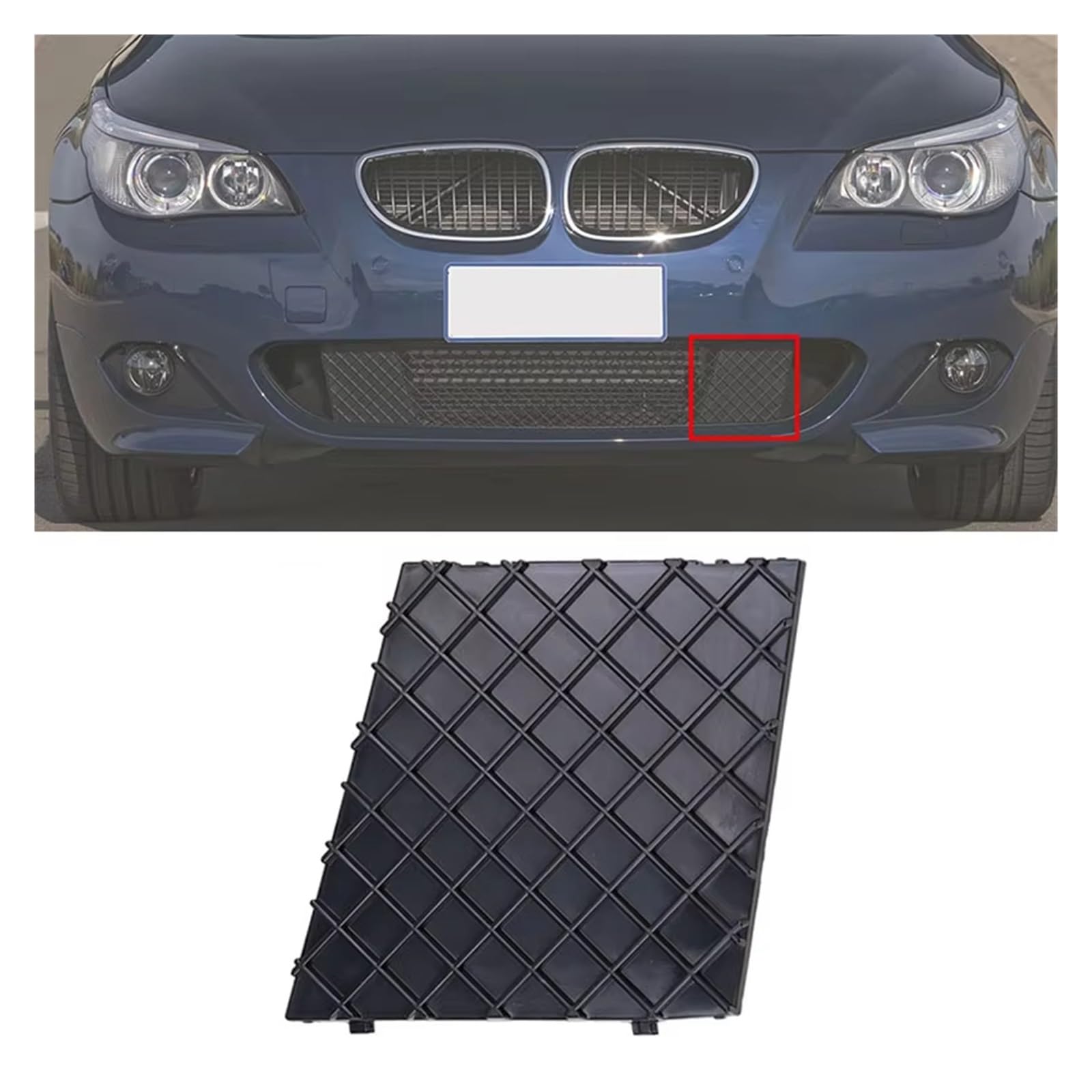 Auto Frontgrill Für 5er-Serie E60 E61 Paket 2003–2010 51117897184 Frontstoßstange, Unteres Netzgitter, Zierblende Links Und Rechts, Schwarz Front Kühlergrille(Left Side) von RXRJSU