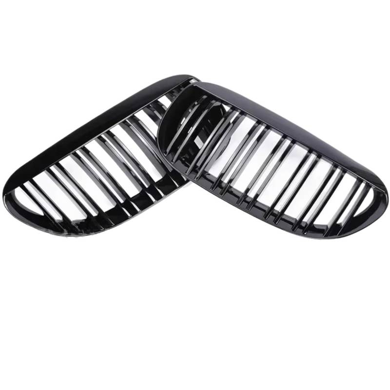 Auto Frontgrill Für 6er M6 E63 E64 630i 650i 645ci 2004–2010 Frontstoßstange Nieren-Renngrill Doppellamellen Glänzend Schwarze Gitter Front Kühlergrille(Dual Gloss Black) von RXRJSU