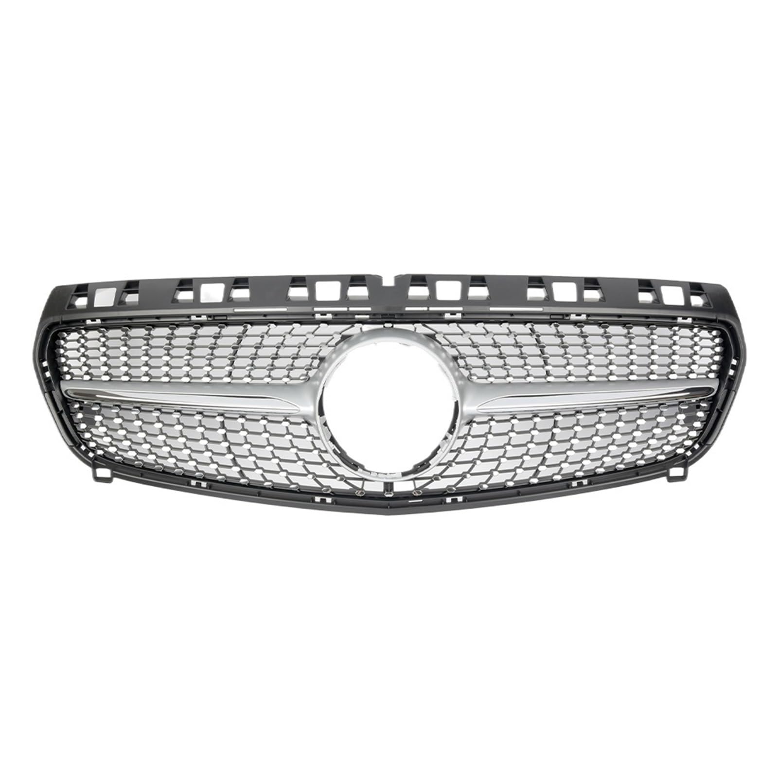 Auto Frontgrill Für Benz A-Klasse W176 A180 A200 A250 A45 2013 2014 2015 Für AMG Chrom Schwarz Diamanten Stil Grille Schwarz Für GTR Front Stoßstange Grille Front Kühlergrille(Diamonds-Silver) von RXRJSU