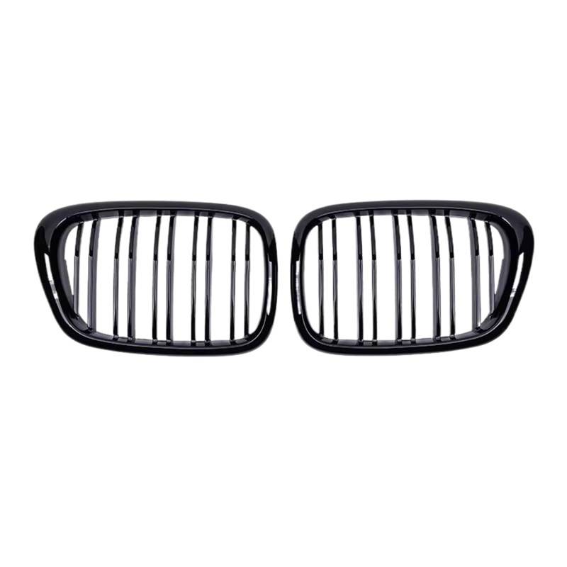 Auto Frontgrill Für E39 5 Series 525 528 1999 2000 2001 2002 2003 Gloss Grille Car Front Hood Grill Nierengitter Racing Grill Zubehör Dual Line Front Kühlergrille(Gloss Black) von RXRJSU