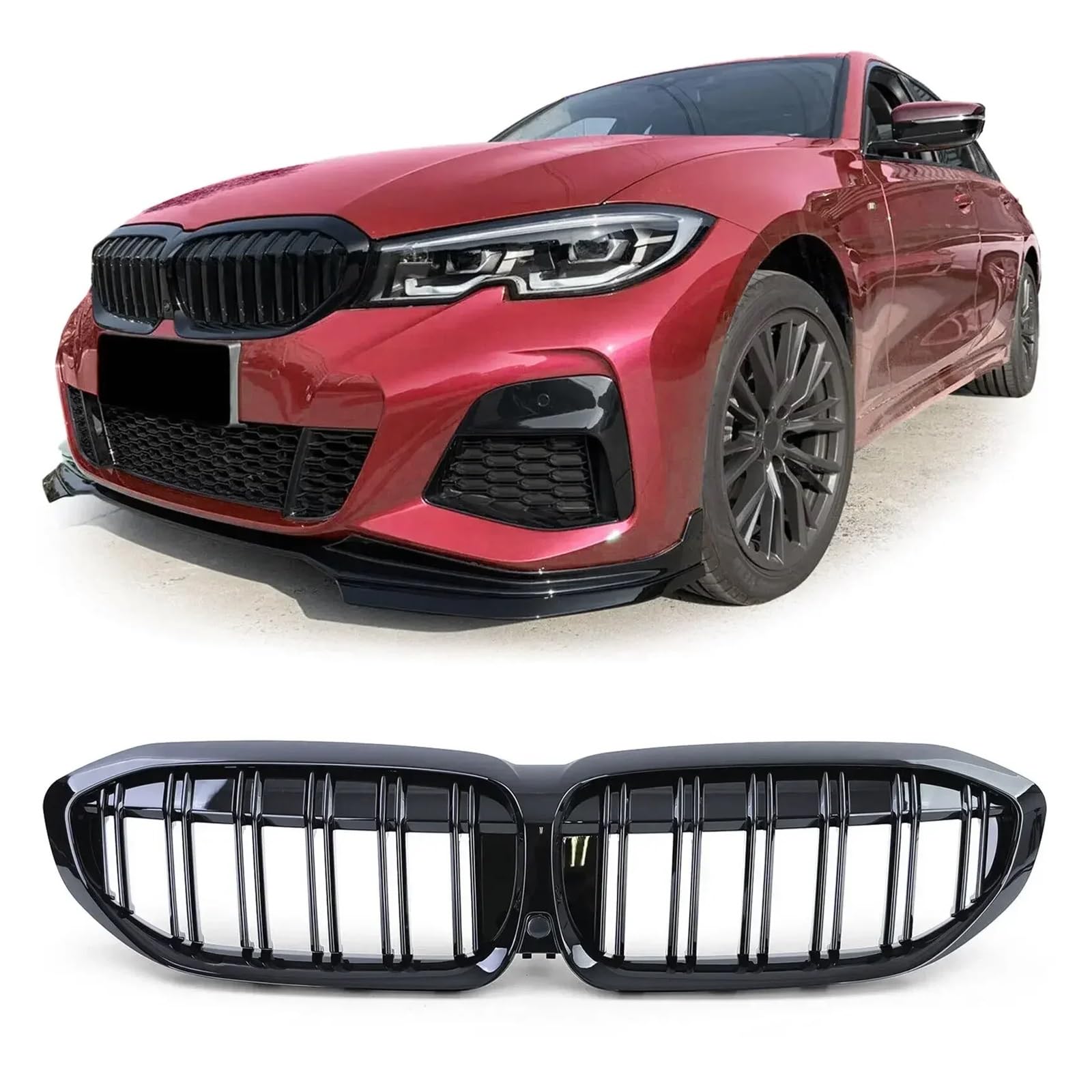 Auto Frontgrill Für G20 3er G20 G21 G28 2019 2020 2021 2022 Frontstoßstange Haube Nierengrill Renngitter Ersatz Black Diamond Meteor Style Front Kühlergrille(2 Slat-Gloss Black) von RXRJSU