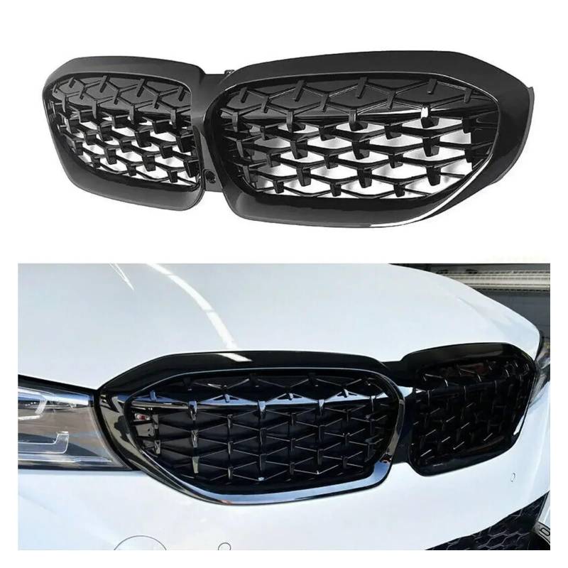 Auto Frontgrill Für G20 3er G20 G21 G28 2019 2020 2021 2022 Frontstoßstange Haube Nierengrill Renngitter Ersatz Black Diamond Meteor Style Front Kühlergrille(Diamond-Gloss Black) von RXRJSU