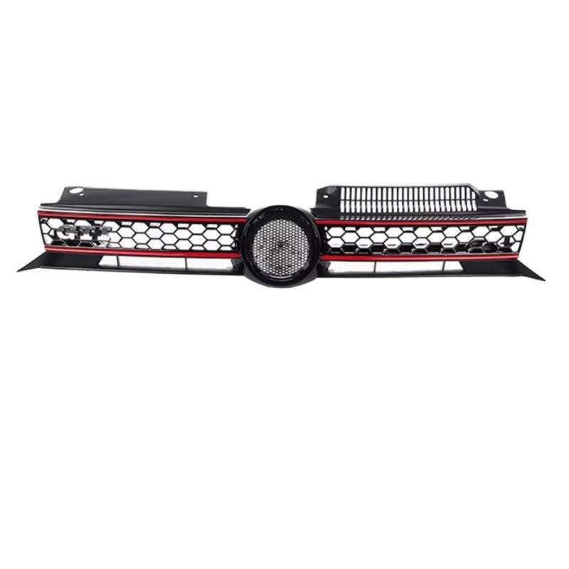 Auto Frontgrill Honeycomb Mesh Auto Vorderen Stoßfänger Kühlergrill Für VW Für Golf 6 MK6 2009 2010 2011 2012 2013 Für GTI Stil Center Racing Grill Front Kühlergrille(Red Line) von RXRJSU